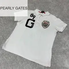 パーリーゲイツ ポロシャツ ホワイト ロゴ ワッペン サイズ3