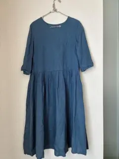 【美品】ダークブルー Aライン ワンピース