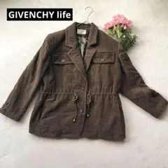 【ジバンシー】コーデュロイブルゾン　茶　ウエスト紐調整　パワーショルダー　中綿