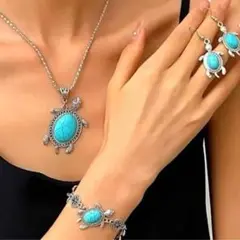 セット♡ホヌのネックレス＆ピアス＆ブレスレット♡ハワイアンジュエリー フラダンス
