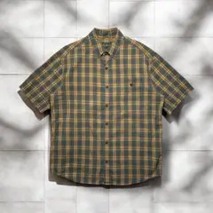 00's'Eddie bauer半袖シャツ グランジ　アースカラー　ボタンダウン