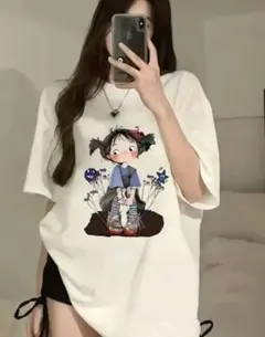 アニメキャラクター プリント Tシャツ ホワイト