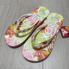 ロキシー　20cm キッズビーチサンダル　カラフル　花柄　女の子