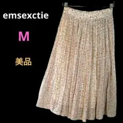 エムズエキサイト★小花柄プリーツロングスカートM9号シアージョーゼット