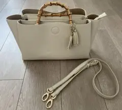【ROPE】バンブーハンドル　ハンドバッグ　2way