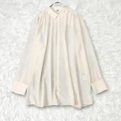 ユニクロ シャイニーギャザーブラウス シャツ オフホワイト　XL シャツ
