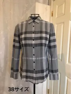 美品本物バーバリーBurberry上質コットン混チェック柄長袖シャツ♫オシャレ品