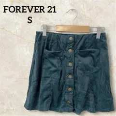 FOREVER 21 【S】ダークグリーン ミニスカート ボタン ポケット 秋冬