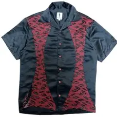 【激レア】SPANISHHARLEM　開襟シャツ　黒×赤　M 切り替え アメカジ