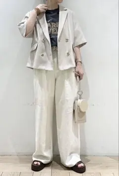 ローリーズファーム　ノルマンディーワイドパンツ　アイボリー Mサイズ