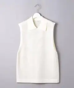 ELINエリン　カラー ノースリーブ ニット　メッシュホワイト　トップス