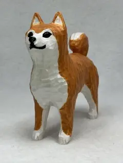 柴犬　（小）　木彫り　置物