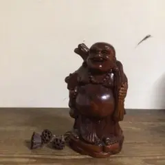 No1666 布袋尊 置物 木製 彫刻 縁起物 無病息災 商売繁盛 送料無料