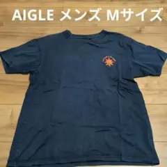 【即日発送】ネイビー Tシャツ オレンジロゴ AIGLE 　M半袖　メンズ