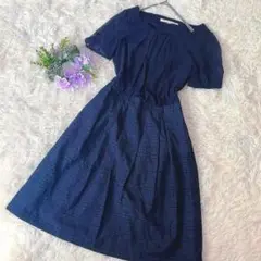 上品ネイビー♡総レーススカート切替ワンピース 38 NATURAL BEAUTY