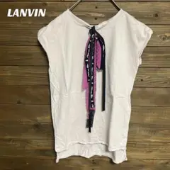 ♦︎【ランバン】LANVIN リボン付きノースリーブTシャツ カットソー M