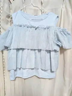 Honeys　水色フリルオフショルダーシャツ　未着用　タグ付き　Ｌ