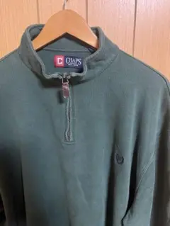 古着　CHAPS ダークグリーン ハーフジップ トレーナー