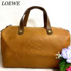 【LOEWE♪】ミニボストンバッグ アナグラム ブラウン ロゴ ハンドバッグ