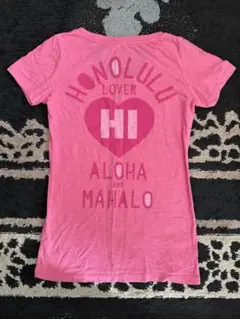 《ハワイで購入》バックプリントが可愛い！アロハなピンクTシャツ