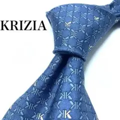 【極美品】KRIZIAUOMO ネクタイ ブランド柄 ブルー ホワイト