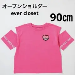 新品　ワッペン　半袖　Tシャツ キッズ 子供服 女の子　ハート　ピンク　90