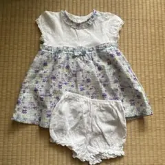 花柄ワンピースとショートパンツセット
