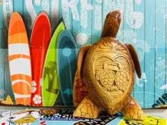 【D30】ハワイ 海の守り神、ホヌ　ウミガメ　インテリア　置物　壁掛け