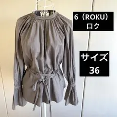 6(ROKU) ロク ビューティu0026ユース チェック ウエストリボン ブラウス