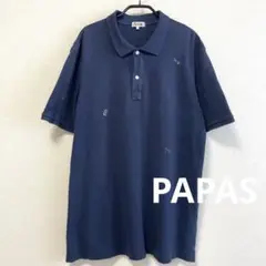 【9/30まで】パパス 半袖 メンズ 紺色 メイドインジャパン 綿100%
