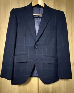 azabu tailor ネイビー チェック柄 ビジネススーツ