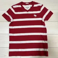 Abercrombie & Fitch 赤白ストライプ Tシャツ S