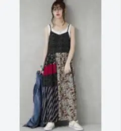 【美品】SOMARI ソマリ　異素材ワンピース　キャミワンピース　ロング