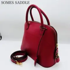 【極美品】ソメスサドル ハンドバッグ 斜め掛け レザー 2way 南京錠 レッド