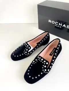 美品 ROCHAS ビジューフラットパンプス 定価11万 38