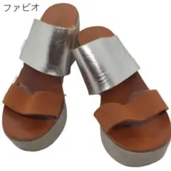 ファビオ ウェッジサンダル バイカラー 37 日本サイズ23.5cm相当