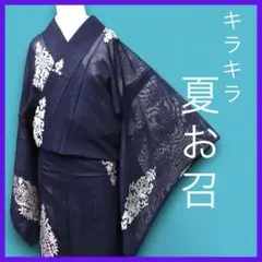 M3924★ 着物淡雪 ★アンティーク着物 ★ 夏お召 ★ キラキラお召