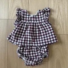 baby GAP バーガンディチェック セットアップ 6-12ヶ月