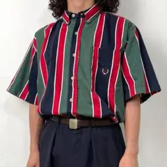 90s COLISEUM マルチストライプ 半袖シャツ 古着 ヴィンテージ