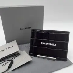 美品　バレンシアガ　マネークリップ　ブラック　黒　レザー　Bロゴ　クロコ　財布 美品 バレンシアガ マネークリップ ブラック 黒 レザー Bロゴ