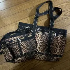 新品 LESPORTSAC ヒョウ柄 トート&ショルダーセット