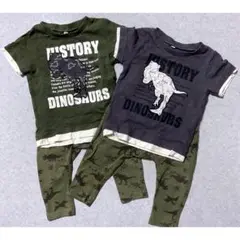 【4枚セット】男の子双子用セット 恐竜柄 ＊80サイズ&70サイズ
