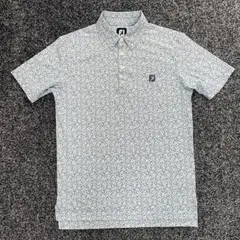フットジョイ　FJ　半袖　ポロシャツ　総柄　花柄　ゴルフウェア　ブルー系　Ｍ