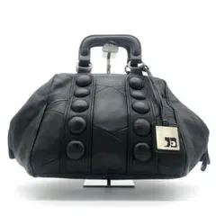 【激レア】joe's ハンドバッグ 黒 レザー シボ革 プレート チャーム