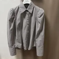 美品　ZARA ブラウス　シャツ　茶色チェック