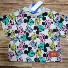 新品 未使用 ミッキー 夏 半袖 Tシャツ 男の子 女の子 総柄 90