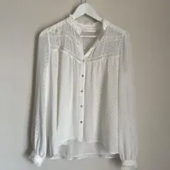 《新品 ZARA ホワイト ドット ブラウス S 》ザラ