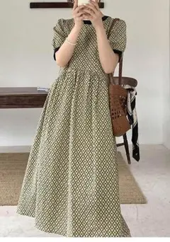 バックリボン　ワンピース　Sサイズ　ミモレ丈　現行品