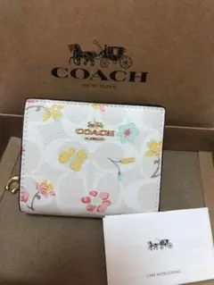 COACH 財布 スナップウォレット シグネチャーキャンバス マイフラワー