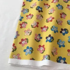 (1点限定)綿100%国産プリント生地/お花の喜怒哀楽/イエロー系/2m